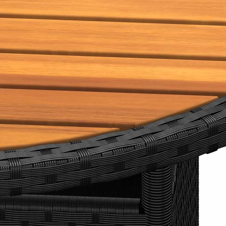 Table de jardin Ø80x75 cm Résine tressée et bois d'acacia Noir - 3