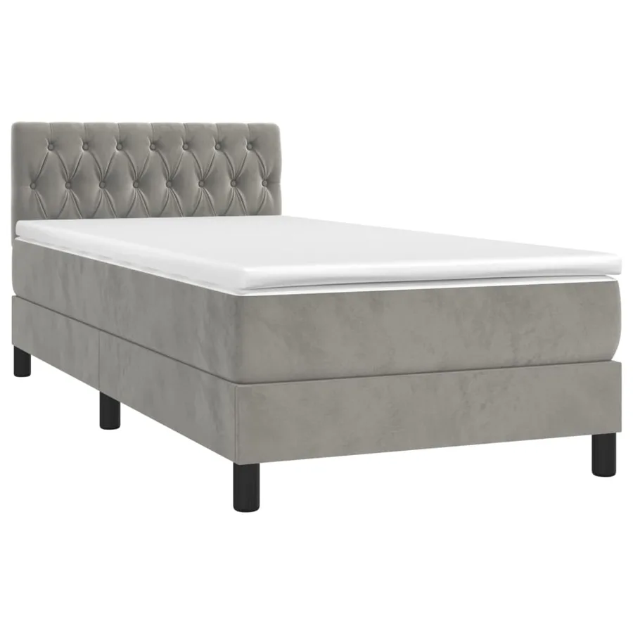 Sommier à lattes de lit avec matelas LED Gris clair 100x200 cm - 3