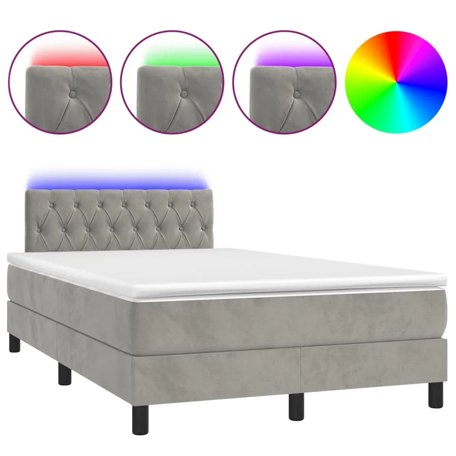 Sommier à lattes de lit avec matelas LED Gris clair 120x200 cm - 2