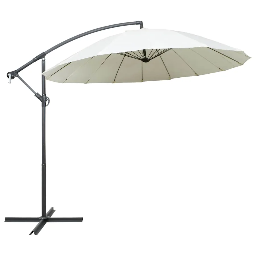 Parasol suspendu avec poteau en aluminium Blanc 3 m