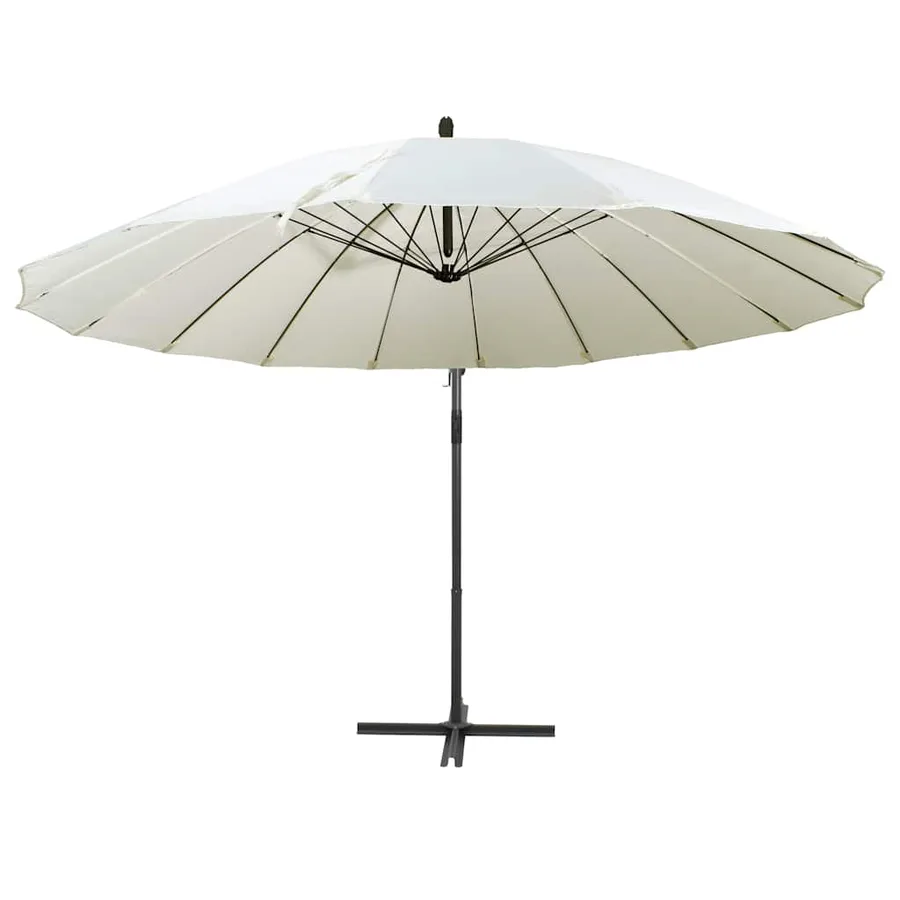 Parasol suspendu avec poteau en aluminium Blanc 3 m - 2