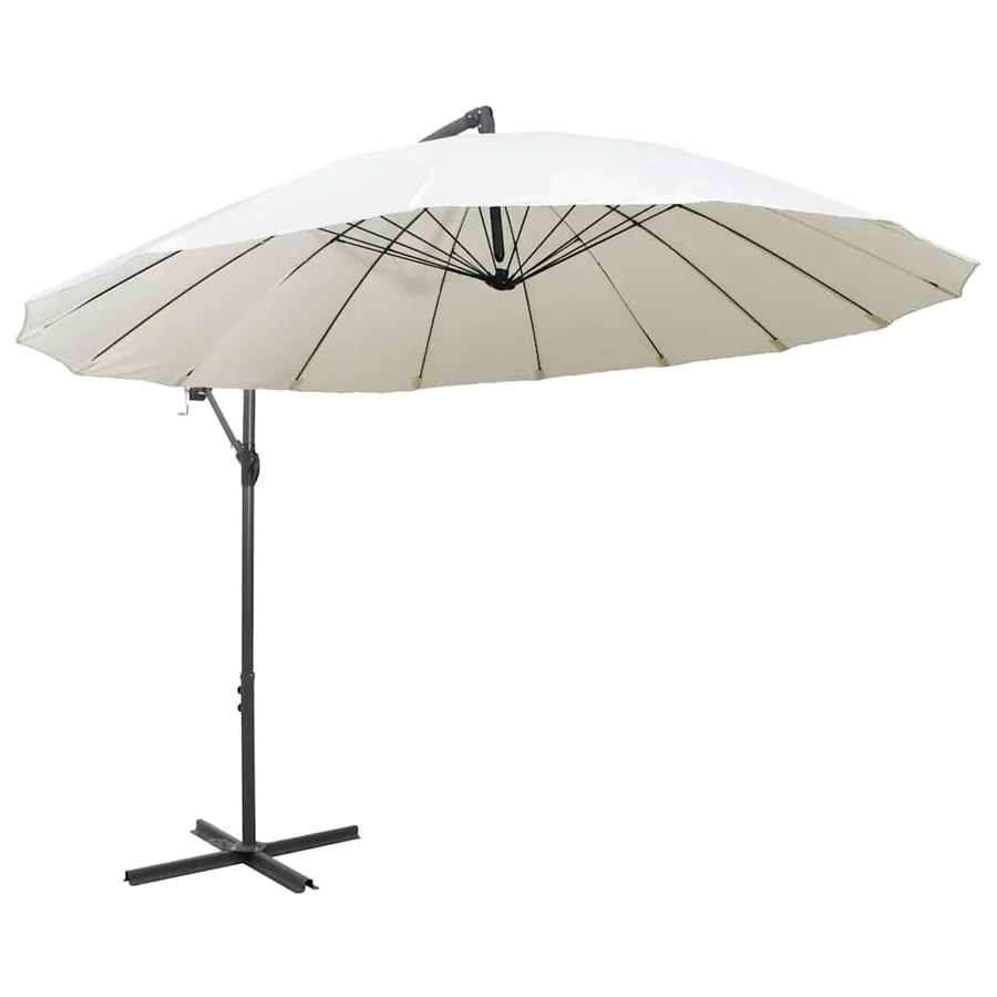 Parasol suspendu avec poteau en aluminium Blanc 3 m - 3