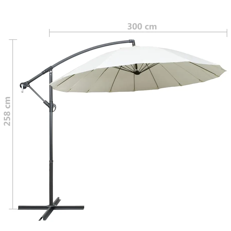 Parasol suspendu avec poteau en aluminium Blanc 3 m - 9
