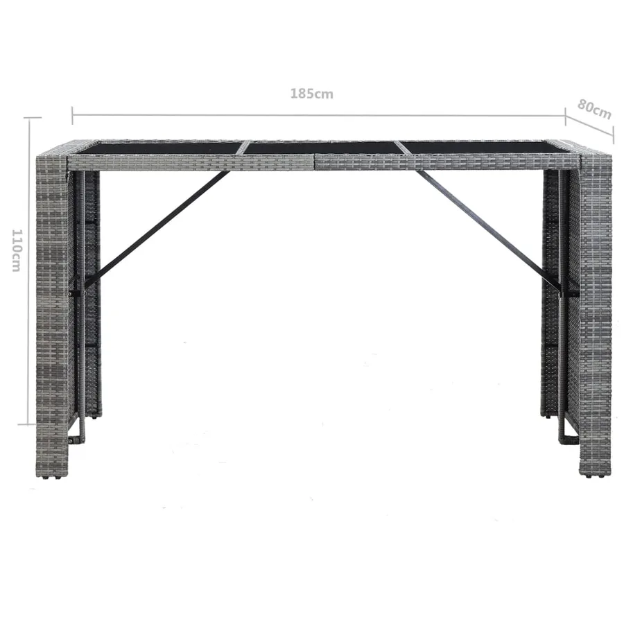 Meuble de bar de jardin 7 pcs et coussins Résine tressée Gris - 11