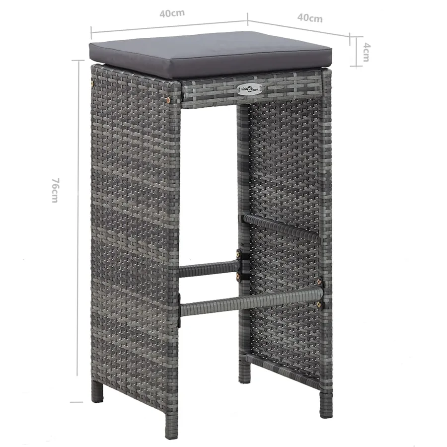 Meuble de bar de jardin 7 pcs et coussins Résine tressée Gris - 12