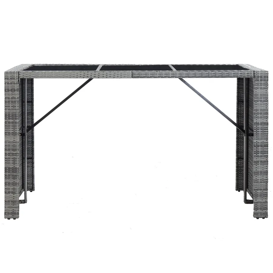 Meuble de bar de jardin 7 pcs et coussins Résine tressée Gris - 4