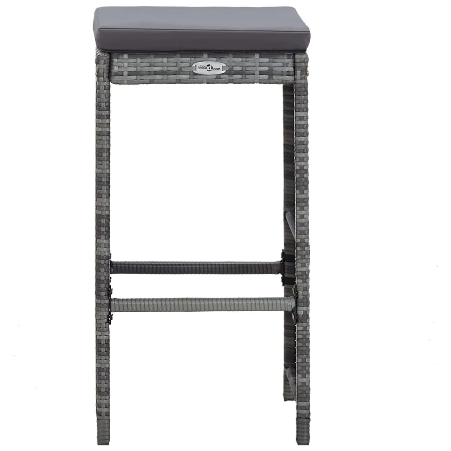 Meuble de bar de jardin 7 pcs et coussins Résine tressée Gris - 6