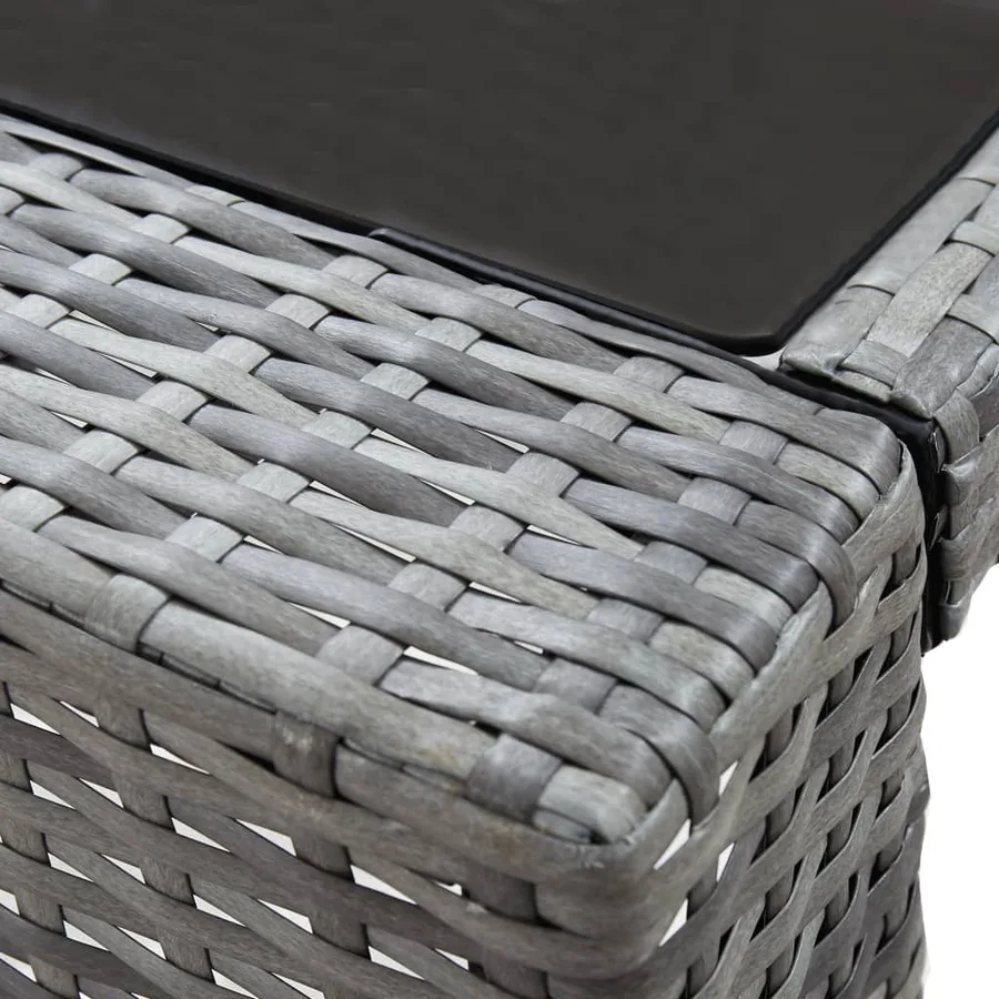Meuble de bar de jardin 7 pcs et coussins Résine tressée Gris - 9