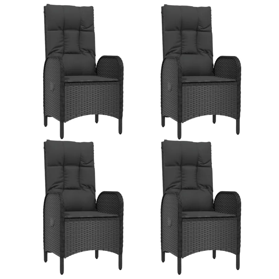 Ensemble à manger de jardin coussins 5pcs Noir Résine tressée - 4