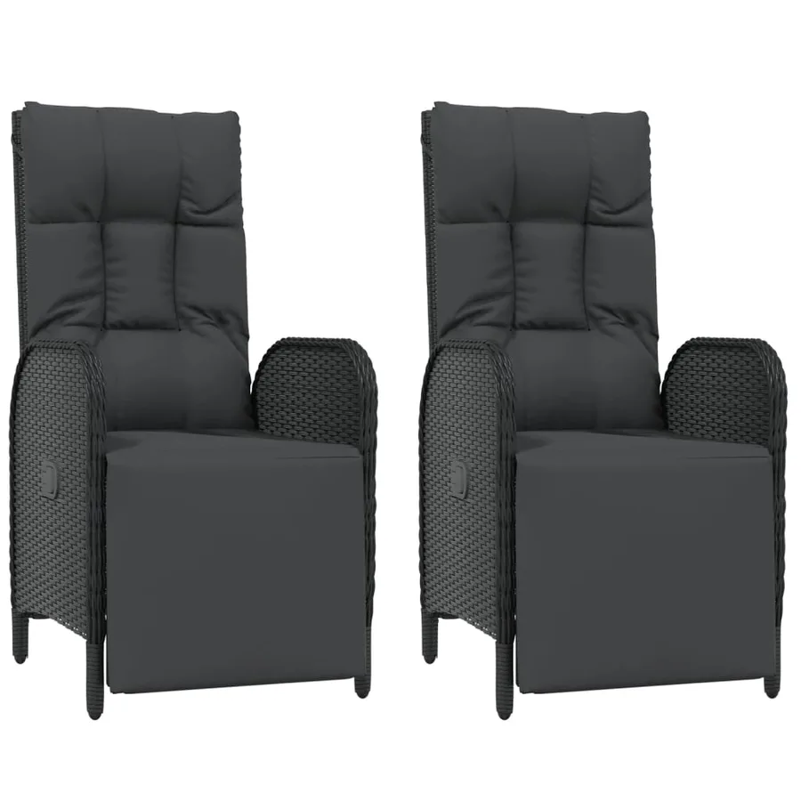 Ensemble à manger de jardin avec coussins 3 pcs Noir - 4