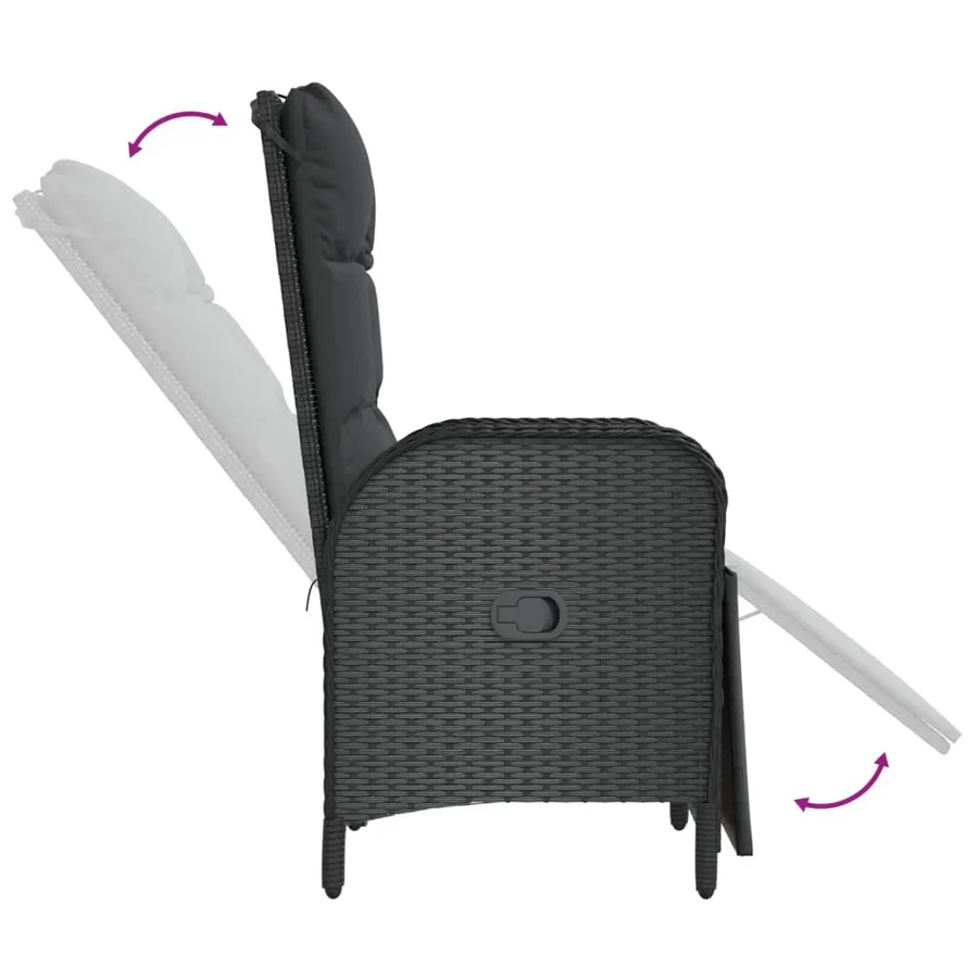 Ensemble à manger de jardin avec coussins 3 pcs Noir - 6