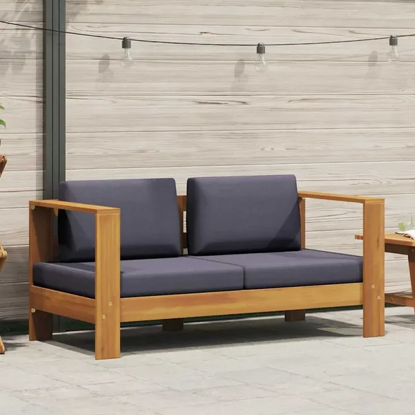 Banc de jardin avec coussins 140 cm Bois d'acacia solide Gris