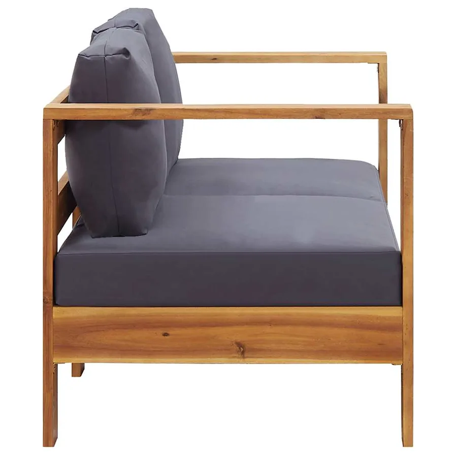Banc de jardin avec coussins 140 cm Bois d'acacia solide Gris - 4