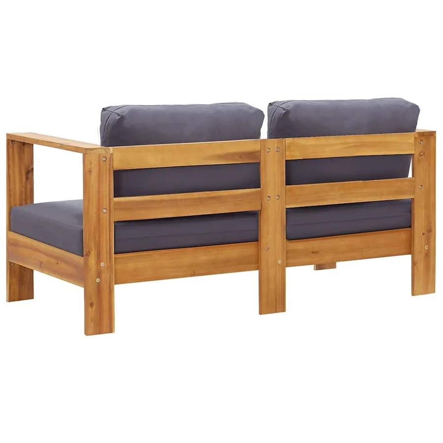 Banc de jardin avec coussins 140 cm Bois d'acacia solide Gris - 5