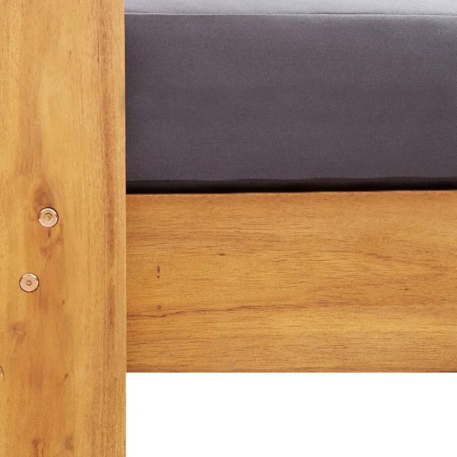 Banc de jardin avec coussins 140 cm Bois d'acacia solide Gris - 7