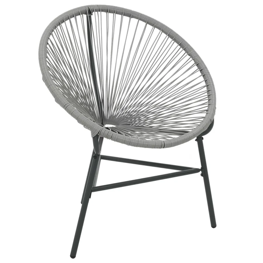 Chaise de jardin sous forme de lune Résine tressée Gris - 2