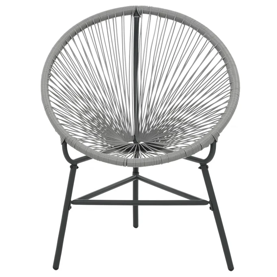 Chaise de jardin sous forme de lune Résine tressée Gris - 4