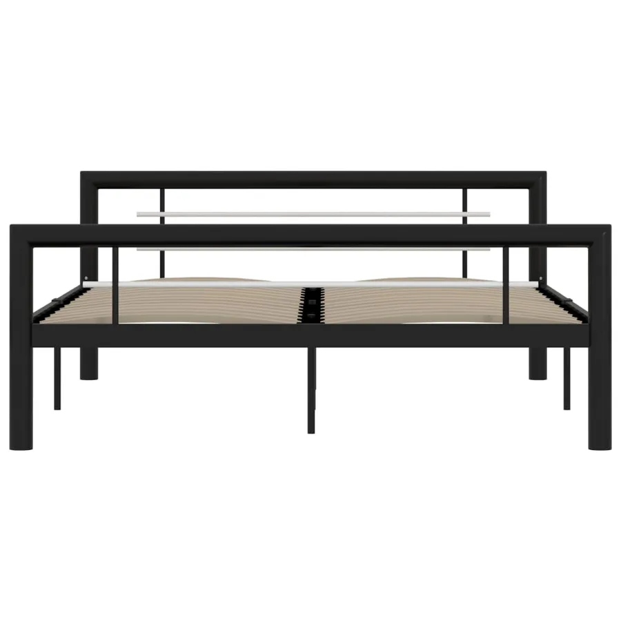 Cadre de lit sans matelas noir et blanc métal 160x200 cm - 3