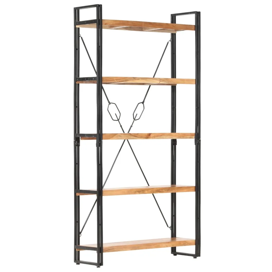 Bibliothèque 5 niveaux 90x30x180 cm Bois solide de d'acacia - 10