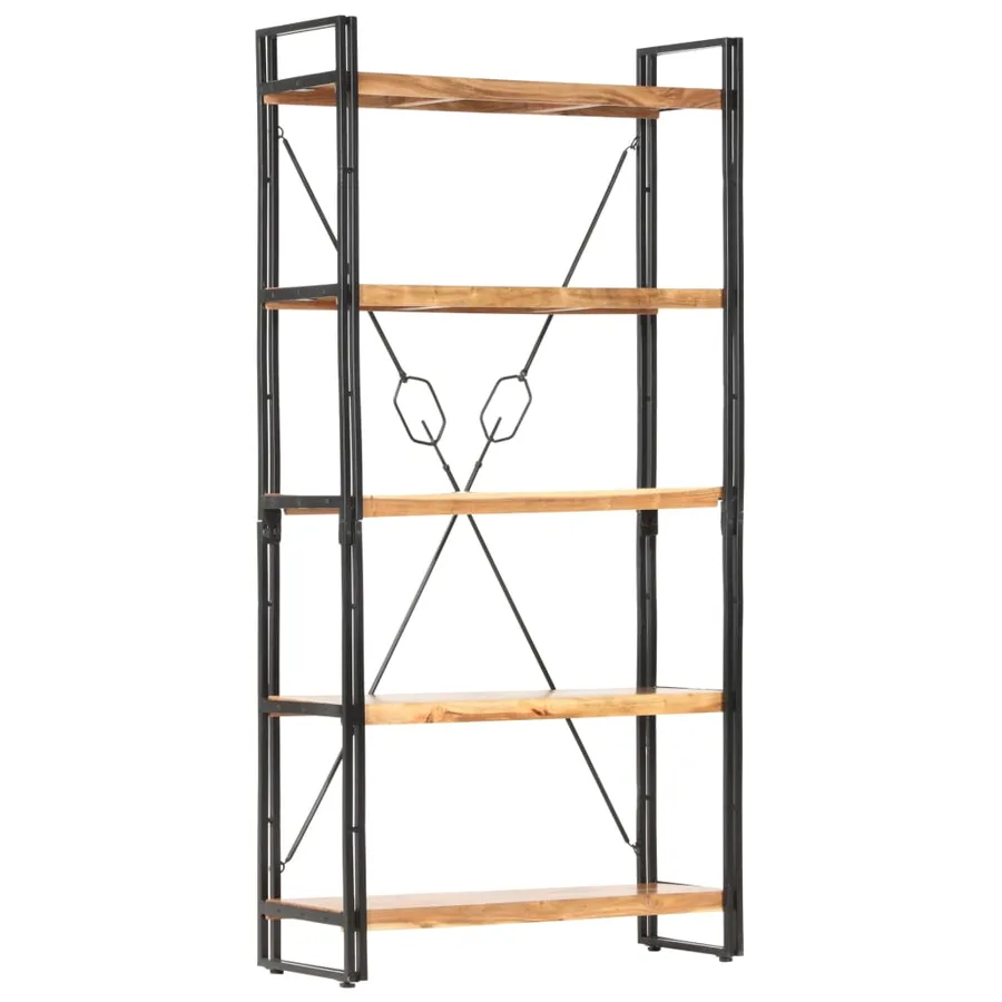 Bibliothèque 5 niveaux 90x30x180 cm Bois solide de d'acacia - 7