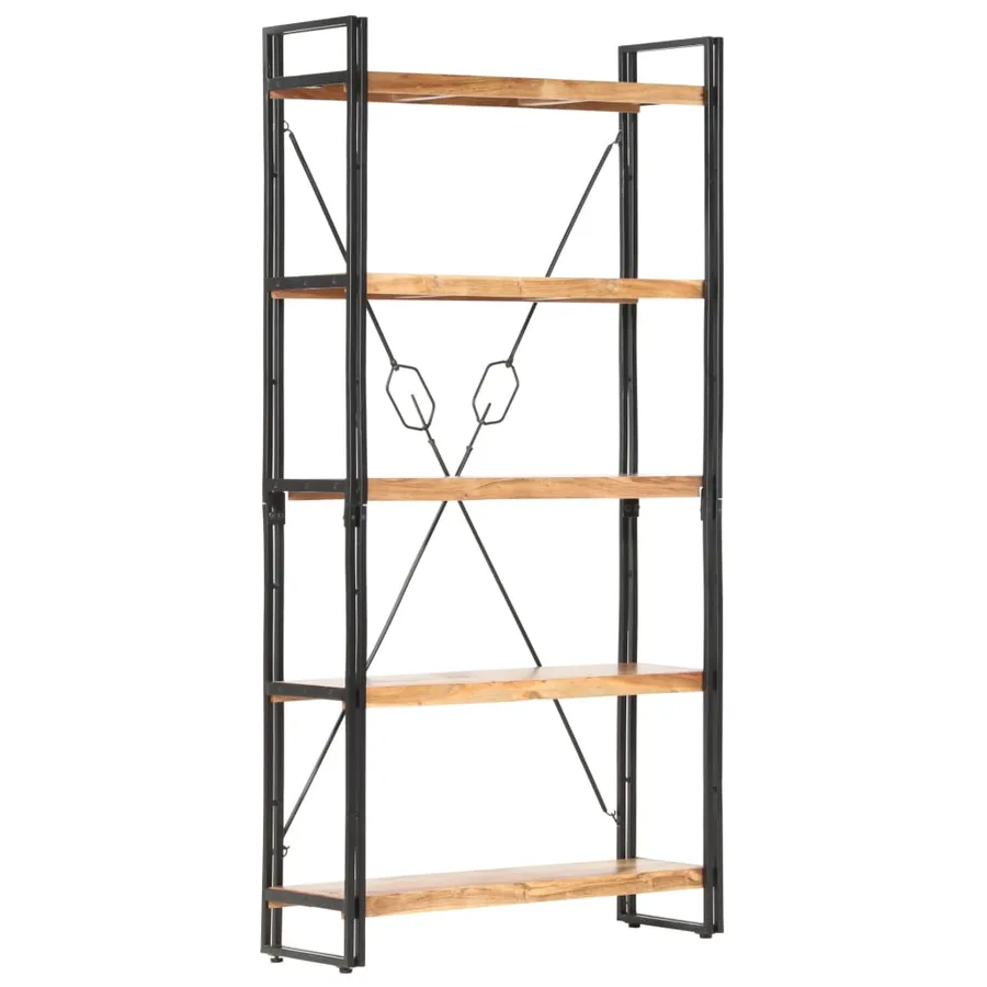 Bibliothèque 5 niveaux 90x30x180 cm Bois solide de d'acacia - 8