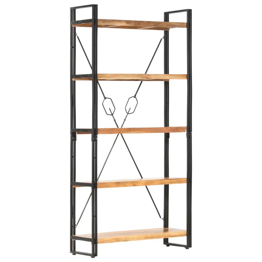 Bibliothèque 5 niveaux 90x30x180 cm Bois solide de d'acacia - 9