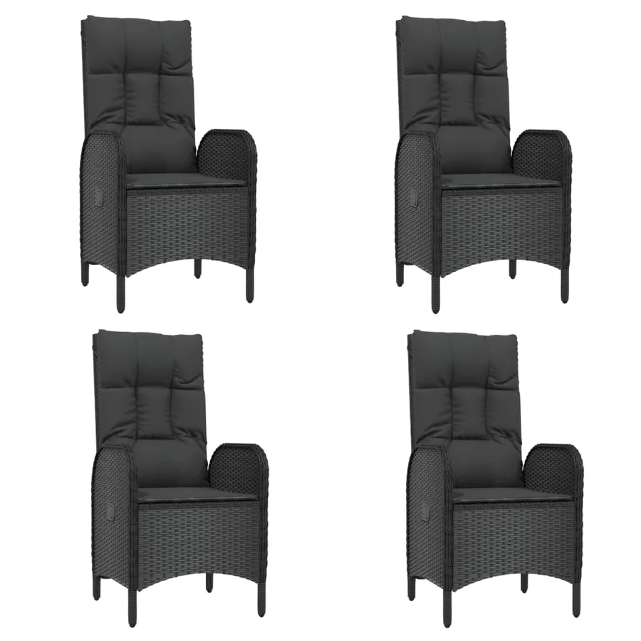 Ensemble à manger de jardin coussins 5pcs Noir Résine tressée - 4