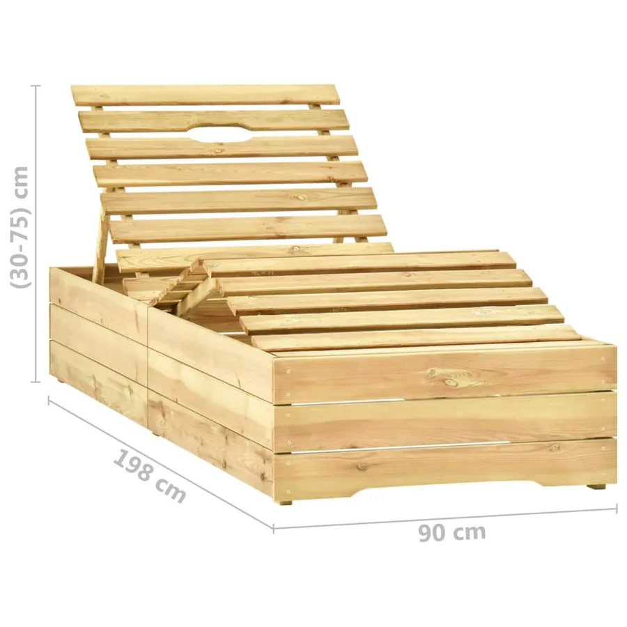Chaise longue de jardin avec table et coussin Pin imprégné - 8