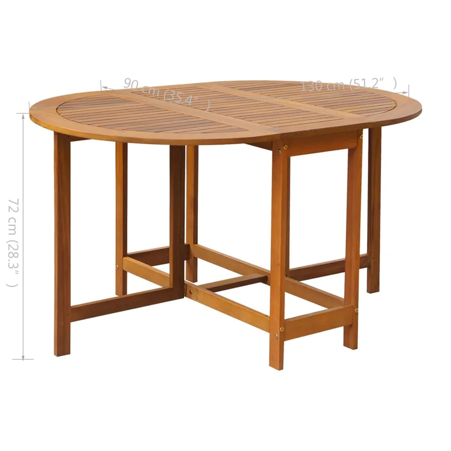 Ensemble à manger d'extérieur pliable 5pcs Bois d'acacia solide - 10