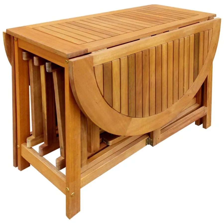 Ensemble à manger d'extérieur pliable 5pcs Bois d'acacia solide - 5