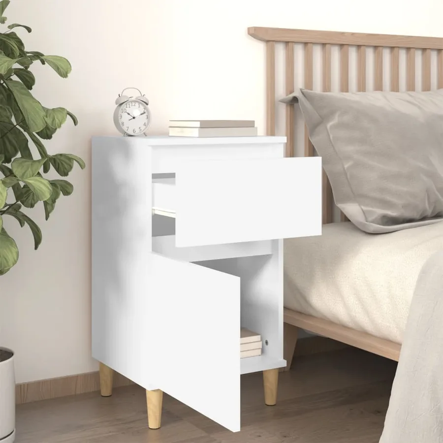 Tables de chevet 2 pcs blanc 40x35x70 cm - 3