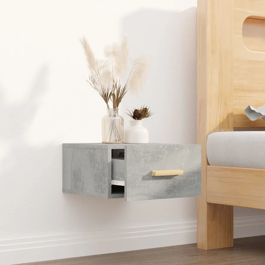 Table de chevet murale gris béton 35x35x20 cm - 3