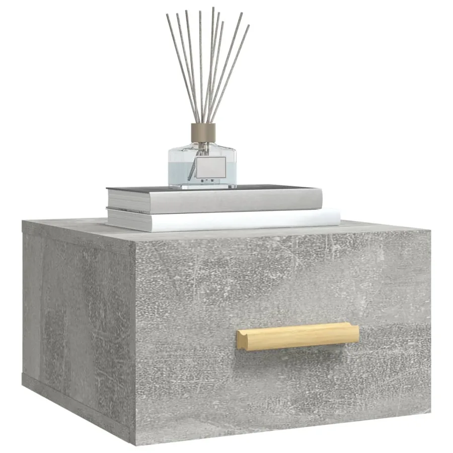 Table de chevet murale gris béton 35x35x20 cm - 8