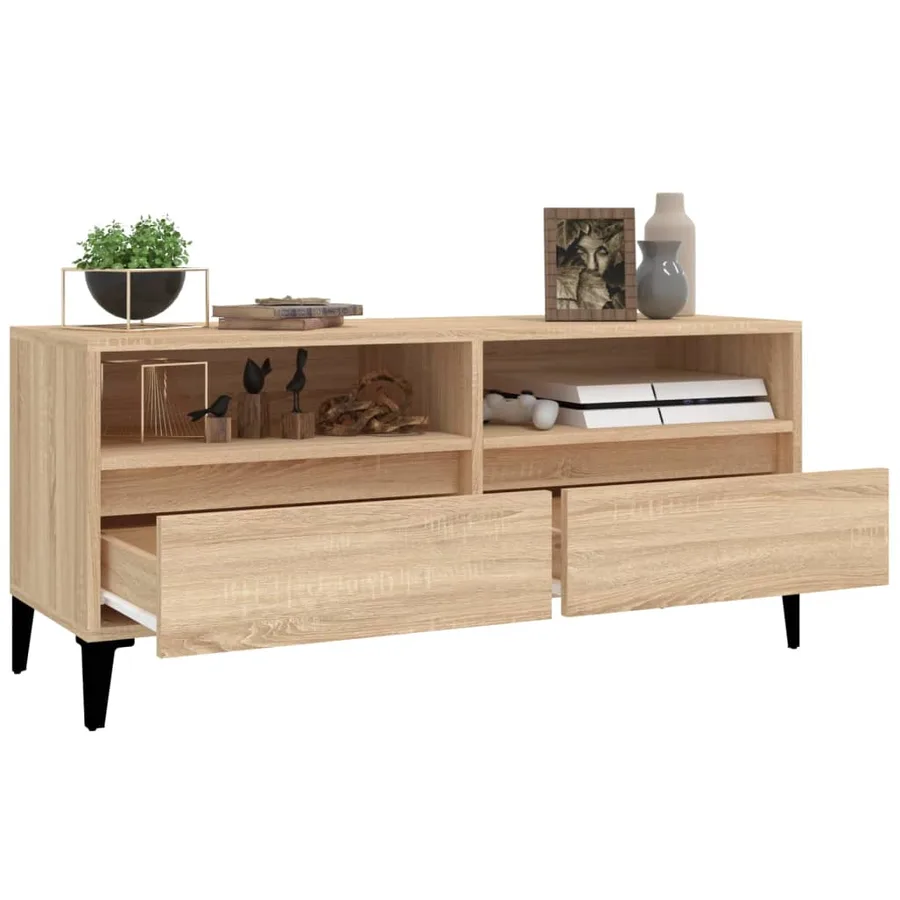 Meuble TV chêne sonoma 100x34,5x44,5 cm bois d'ingénierie - 5