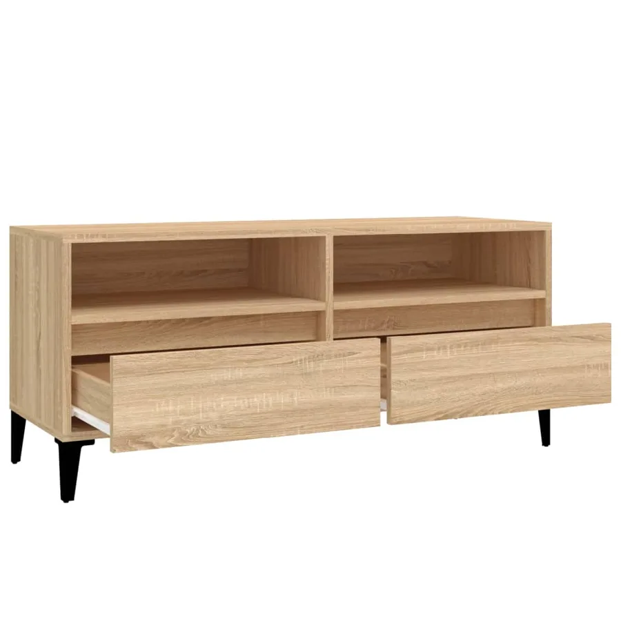 Meuble TV chêne sonoma 100x34,5x44,5 cm bois d'ingénierie - 8