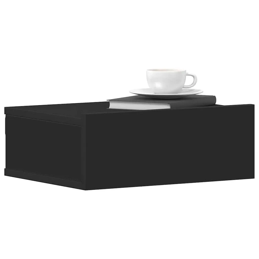 Table de chevet flottante noir 40x30x15 cm Bois d'ingénierie - 4