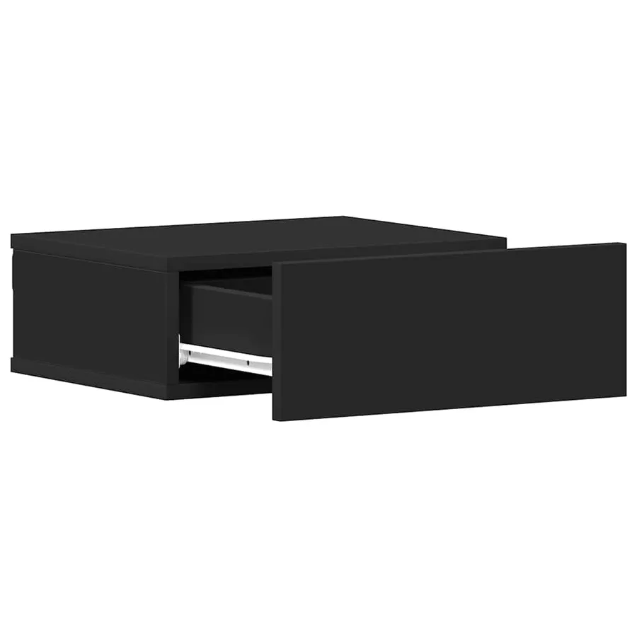 Table de chevet flottante noir 40x30x15 cm Bois d'ingénierie - 5