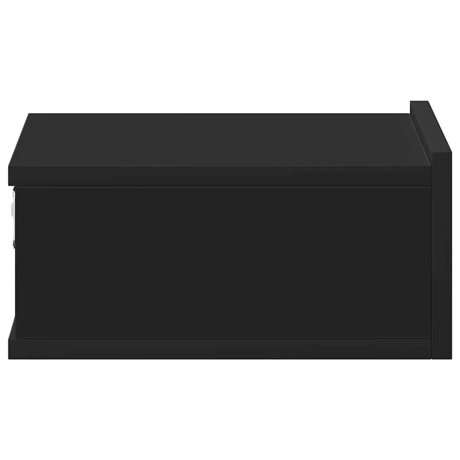 Table de chevet flottante noir 40x30x15 cm Bois d'ingénierie - 7