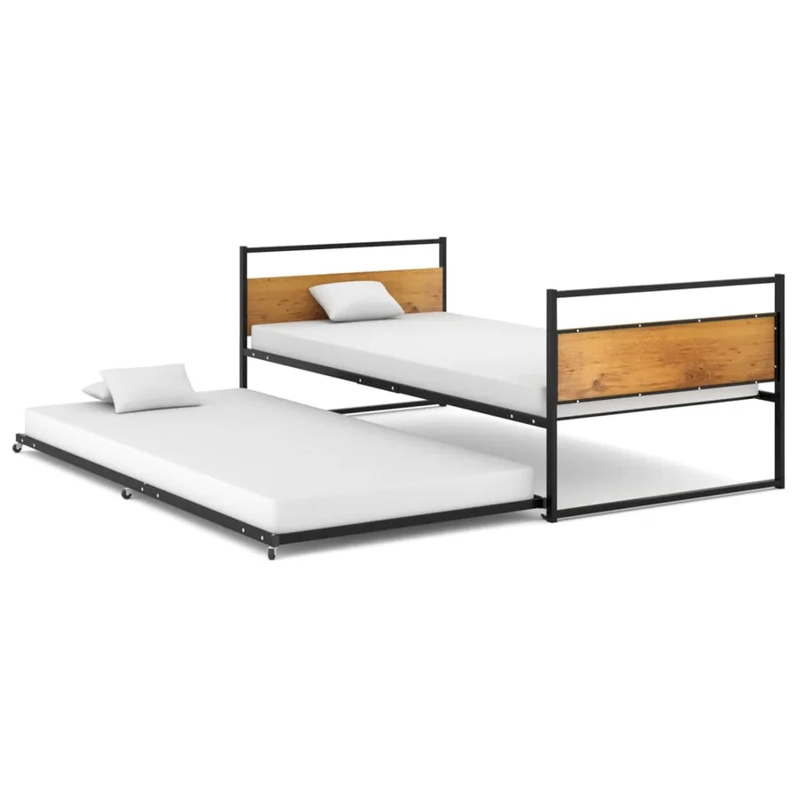Cadre de lit extensible sans matelas Noir Métal 90x200 cm - 2