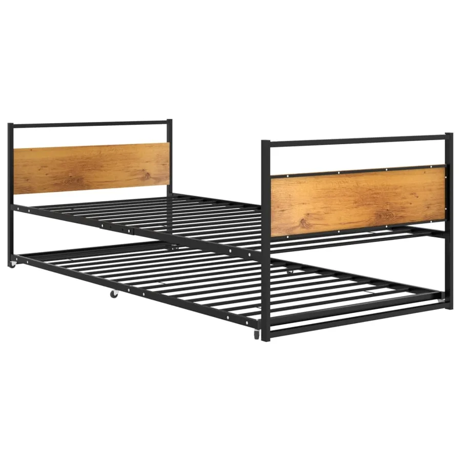 Cadre de lit extensible sans matelas Noir Métal 90x200 cm - 3