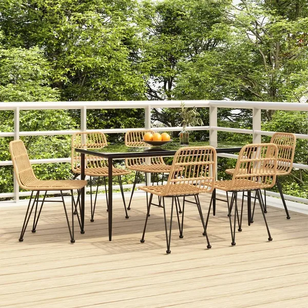Ensemble à manger de jardin 7 pcs Résine tressée