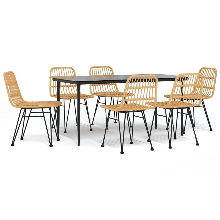 Ensemble à manger de jardin 7 pcs Résine tressée - 2