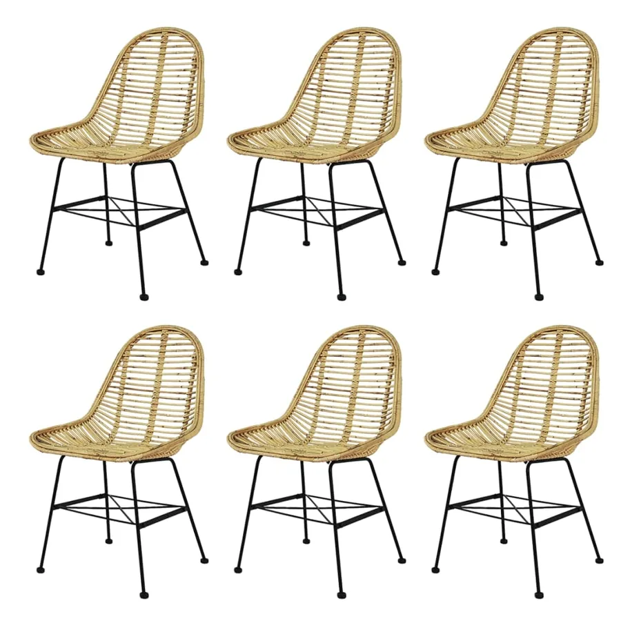 Chaises à manger lot de 6 rotin naturel