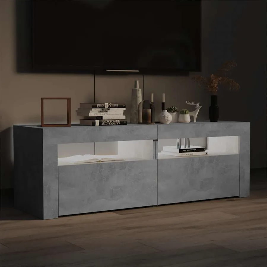 Meuble TV avec lumières LED gris béton 120x35x40 cm - 5