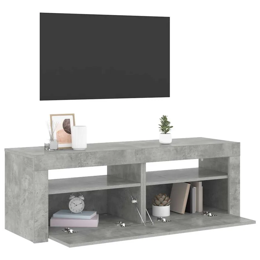 Meuble TV avec lumières LED gris béton 120x35x40 cm - 6