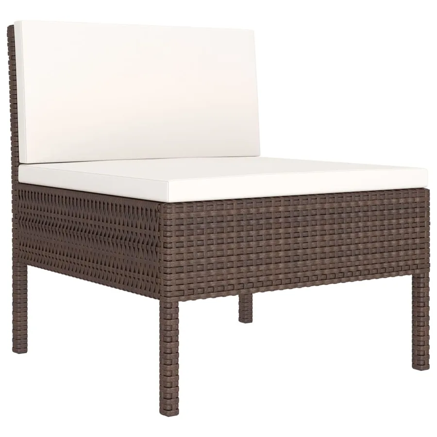 Salon de jardin 3 pcs avec coussins Résine tressée Marron - 4