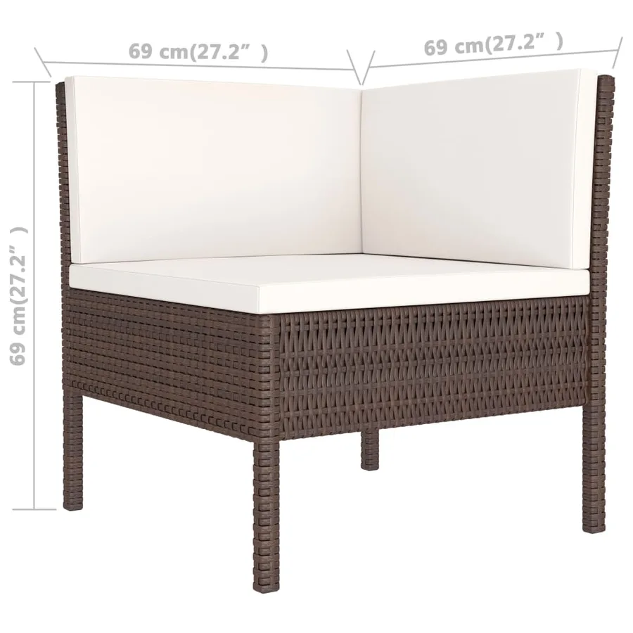 Salon de jardin 3 pcs avec coussins Résine tressée Marron - 5