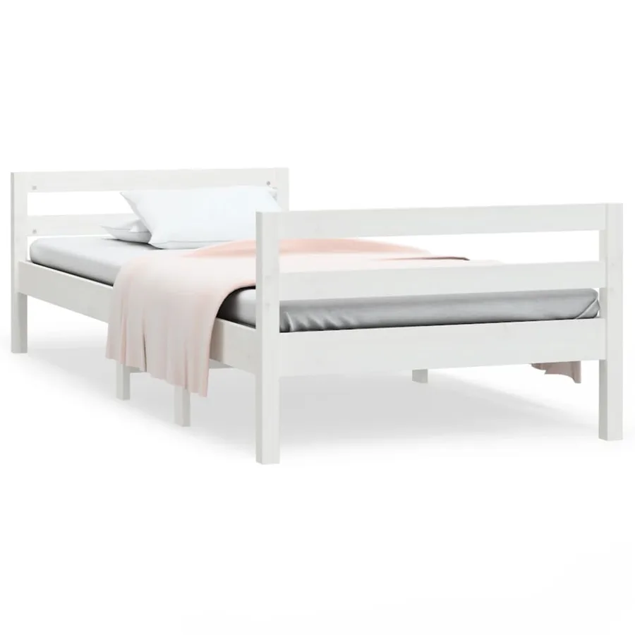 Cadre de lit sans matelas blanc 90x190 cm bois de pin massif - 2
