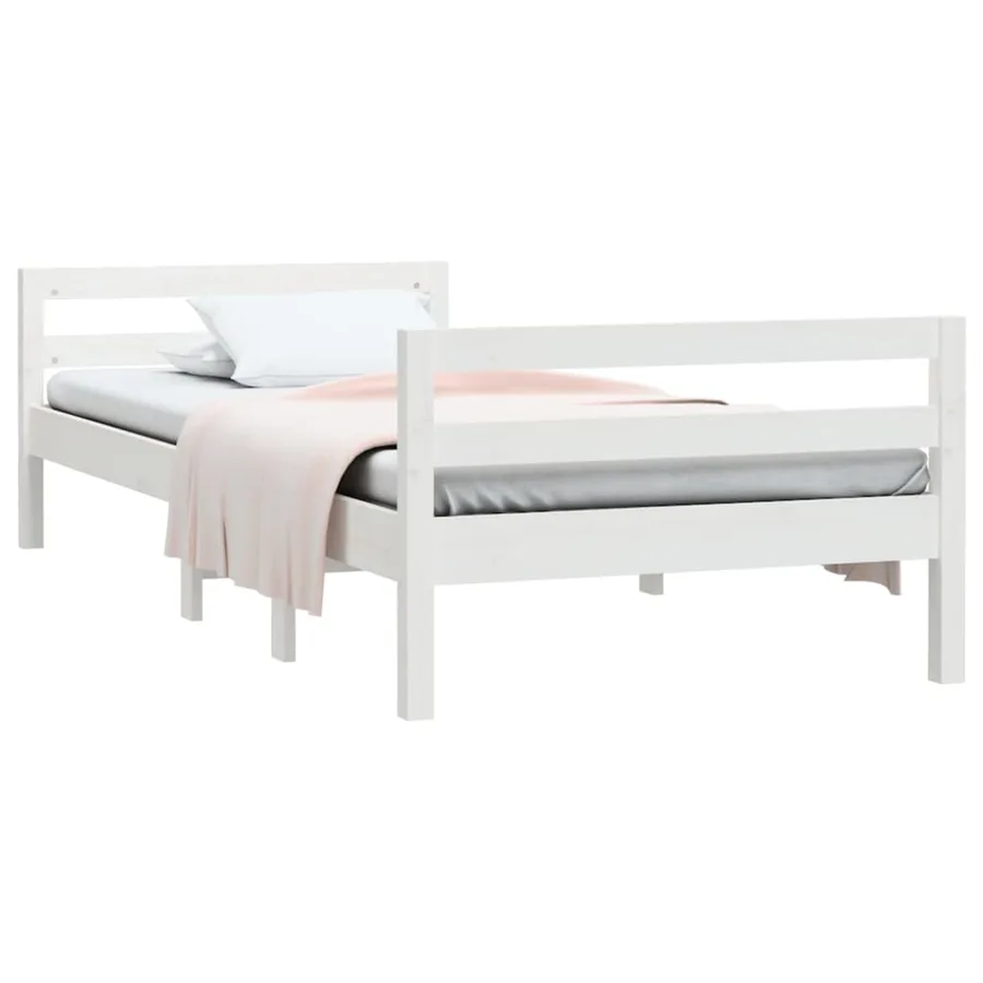Cadre de lit sans matelas blanc 90x190 cm bois de pin massif - 3