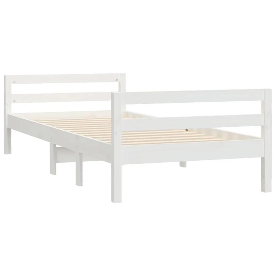 Cadre de lit sans matelas blanc 90x190 cm bois de pin massif - 4